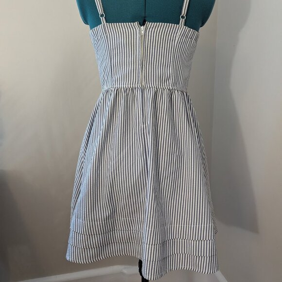 Grey Striped Linen-Look Summer Dress - Picture 3 of 6